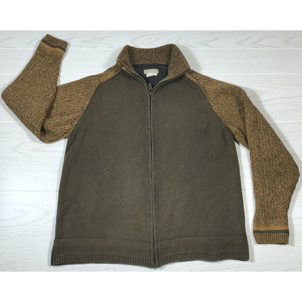 The Territory Ahead Wool Blend Sweater Men Large Full Zip Cardigan Mock Neck Y2K